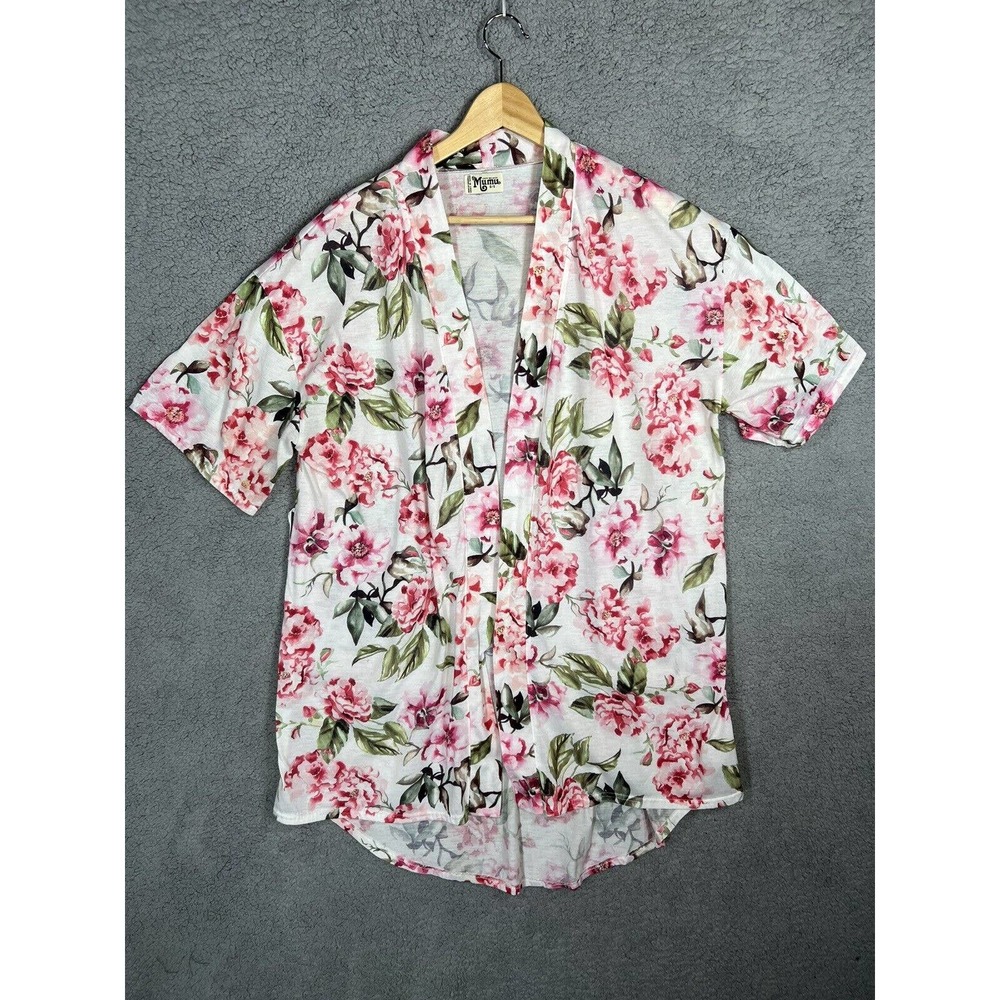 Show Me Your Mumu Garden of Blooms Robe Kimono One Size White Pink Green Floral